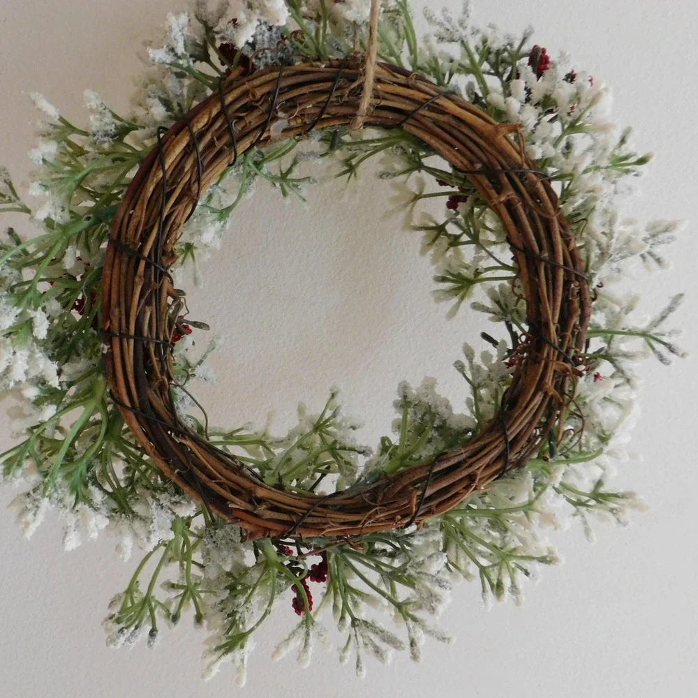 Neutral Faux Greenery Candle Ring Wreath, Everyday Year Round Decor